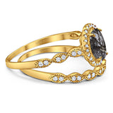 Two Piece Oval Natural Stone Bridal Ring