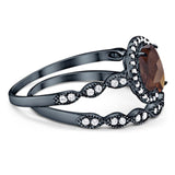 Two Piece Oval Natural Stone Bridal Ring