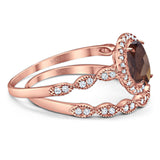 Two Piece Oval Natural Stone Bridal Ring