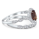 Two Piece Oval Natural Stone Bridal Ring