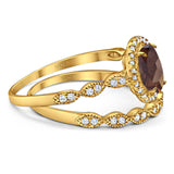 Two Piece Oval Natural Stone Bridal Ring