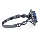 Art Deco Oval Natural Stone Halo Ring