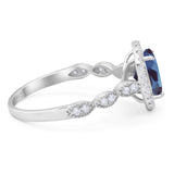 Art Deco Oval Natural Stone Halo Ring