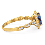 Art Deco Oval Natural Stone Halo Ring