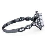 Art Deco Oval Natural Stone Halo Ring