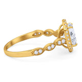 Art Deco Oval Natural Stone Halo Ring