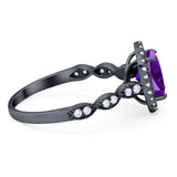 Art Deco Oval Natural Stone Halo Ring