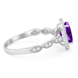 Art Deco Oval Natural Stone Halo Ring