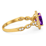 Art Deco Oval Natural Stone Halo Ring