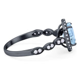 Art Deco Oval Natural Stone Halo Ring