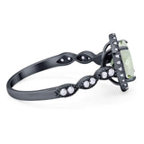 Art Deco Oval Natural Stone Halo Ring