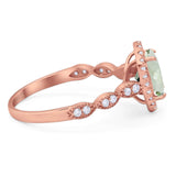 Art Deco Oval Natural Stone Halo Ring