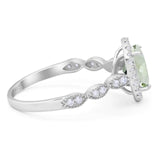 Art Deco Oval Natural Stone Halo Ring