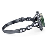 Art Deco Oval Natural Stone Halo Ring