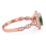 Art Deco Oval Natural Stone Halo Ring