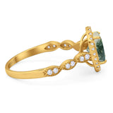 Art Deco Oval Natural Stone Halo Ring