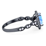 Art Deco Oval Natural Stone Halo Ring