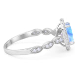 Art Deco Oval Natural Stone Halo Ring