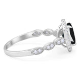 Art Deco Oval Natural Stone Halo Ring