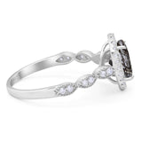 Art Deco Oval Natural Stone Halo Ring