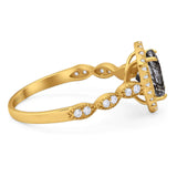 Art Deco Oval Natural Stone Halo Ring