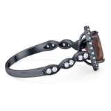 Art Deco Oval Natural Stone Halo Ring