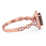 Art Deco Oval Natural Stone Halo Ring