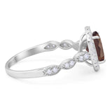 Art Deco Oval Natural Stone Halo Ring