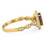 Art Deco Oval Natural Stone Halo Ring