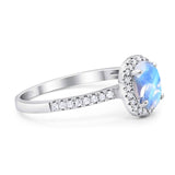 Art Deco Oval Natural Stone Wedding Ring