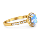 Art Deco Oval Natural Stone Wedding Ring