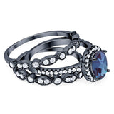 Oval Natural Stone Three Piece Ring