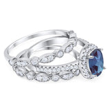 Oval Natural Stone Three Piece Ring