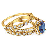 Oval Natural Stone Three Piece Ring