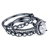 Oval Natural Stone Three Piece Ring