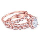 Oval Natural Stone Three Piece Ring