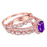 Oval Natural Stone Three Piece Ring