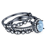 Oval Natural Stone Three Piece Ring