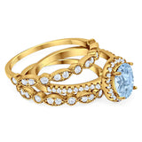 Oval Natural Stone Three Piece Ring