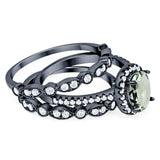 Oval Natural Stone Three Piece Ring