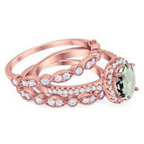 Oval Natural Stone Three Piece Ring