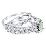 Oval Natural Stone Three Piece Ring
