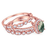 Oval Natural Stone Three Piece Ring