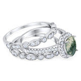 Oval Natural Stone Three Piece Ring