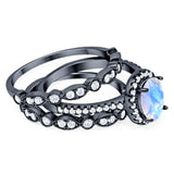 Oval Natural Stone Three Piece Ring
