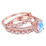 Oval Natural Stone Three Piece Ring