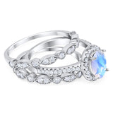Oval Natural Stone Three Piece Ring