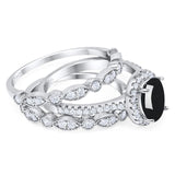 Oval Natural Stone Three Piece Ring