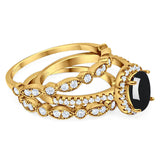 Oval Natural Stone Three Piece Ring