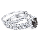 Oval Natural Stone Three Piece Ring